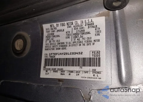 1995 Ford F150 z USA, uszkodzony, nr VIN 1FTEF14Y2SLC03452